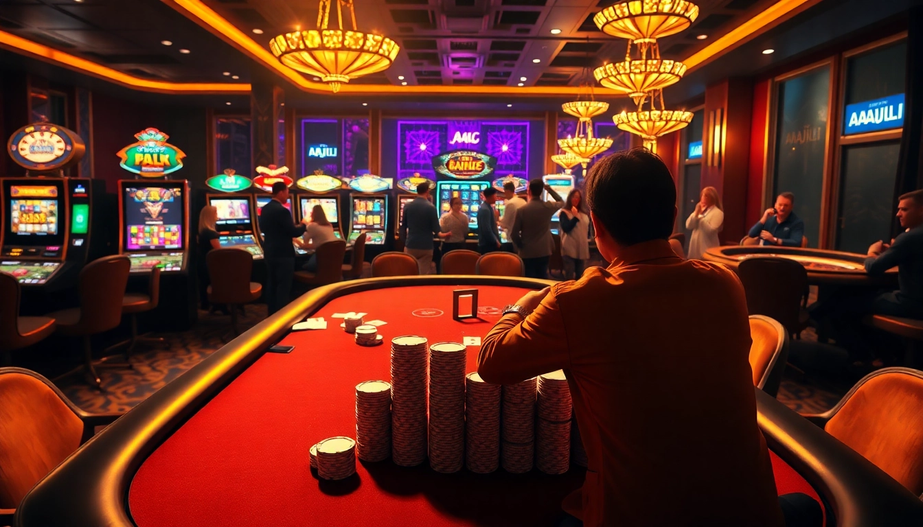 Experience the thrill of AAAJILI at a lively poker table where excitement meets luxury!